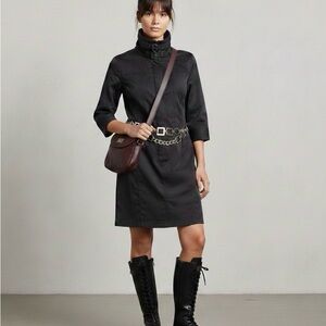 Vintage Blk Utility Mini Dress Moto Industrial Matrix Armor Jeans Minimal Punk